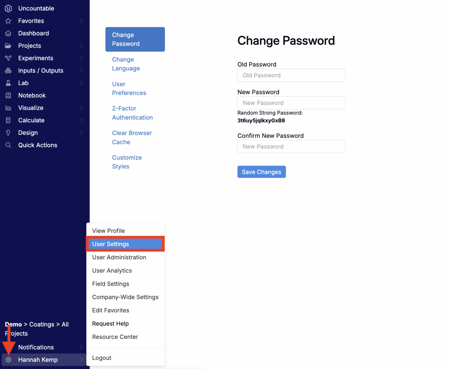 Changing Your Uncountable Password – Uncountable Knowledgebase