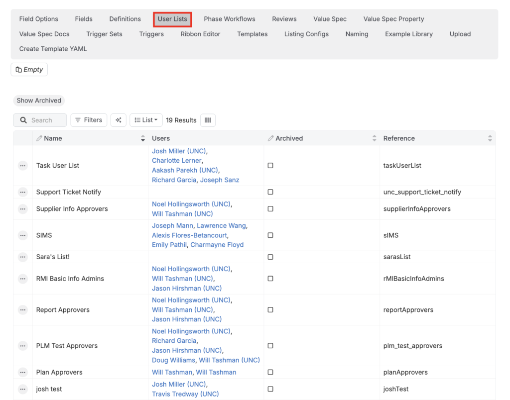 Managing User Lists in Form Admin – Uncountable Knowledgebase
