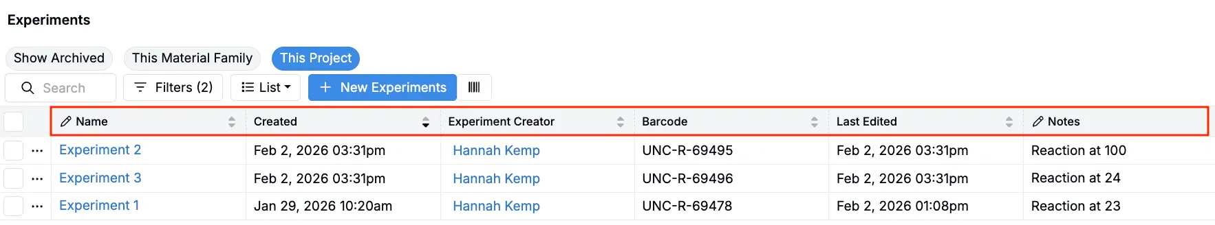 Experiment Fields – Uncountable Knowledgebase