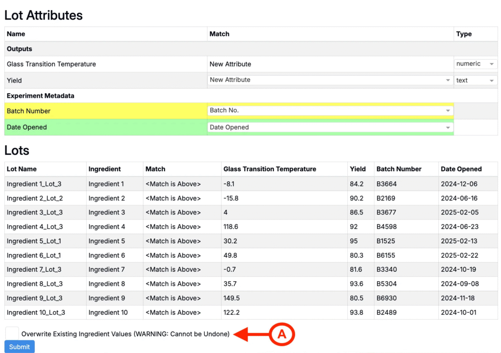 Reviewing ingredient lot information to import