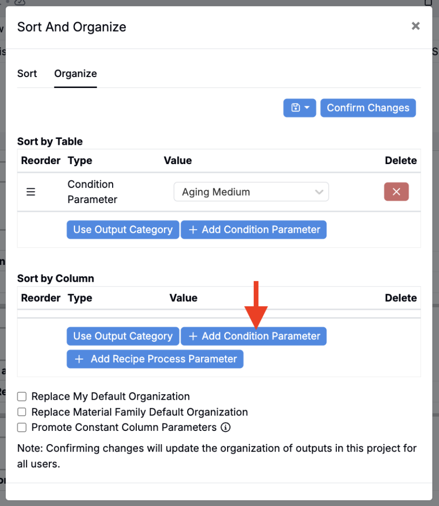 Table-Specific Condition Parameter Columns on the Measurements Page ...