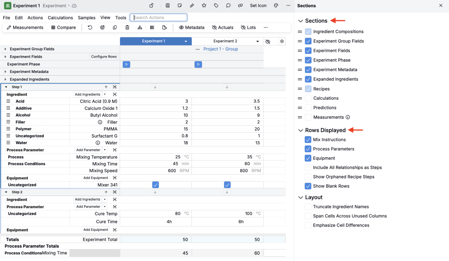 Experiment Recipe (Enter Recipe) – Uncountable Knowledgebase