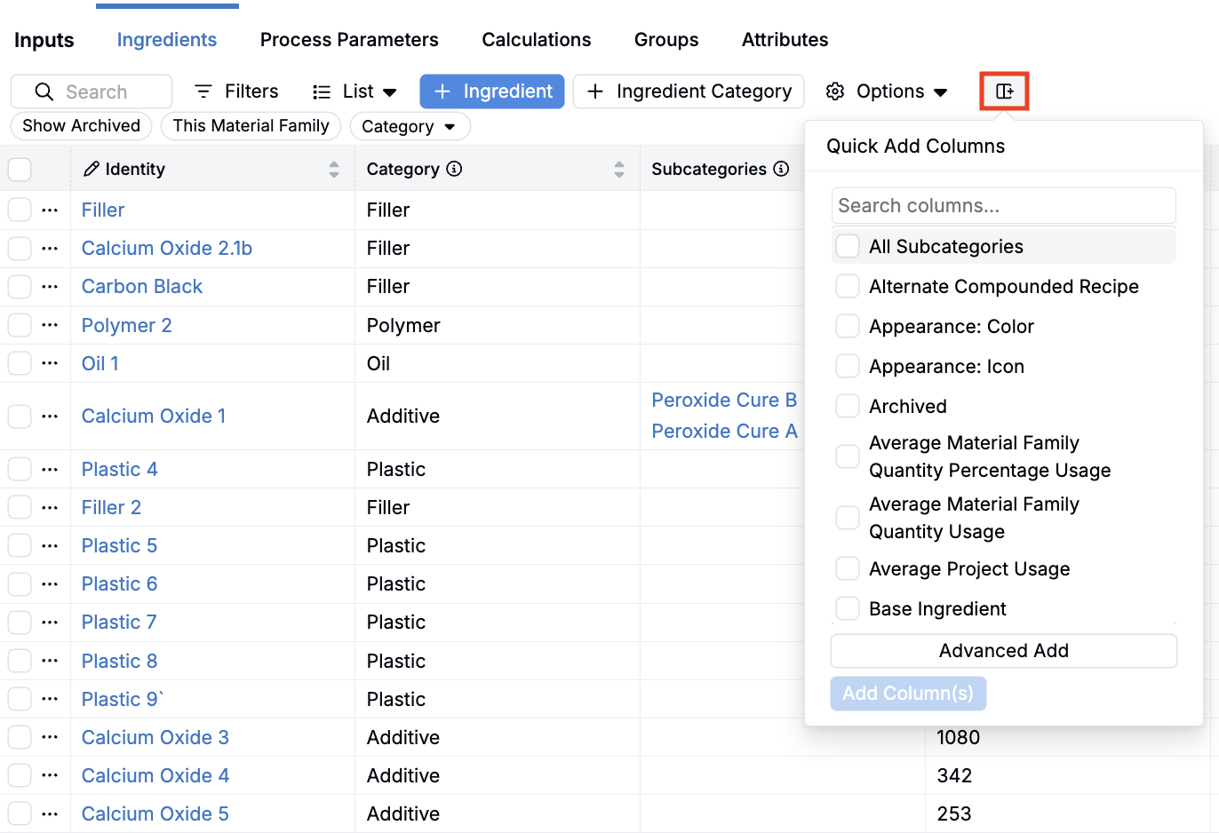 Add Column Button Quick Add Columns Enabled by Default – Uncountable Knowledgebase